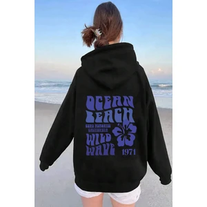 Uygun Tarz Ocean Beach Baskılı Oversize Sweatshirt