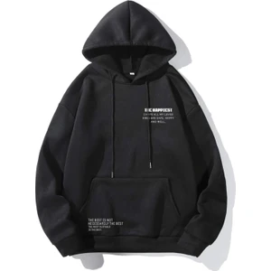 Uygun Tarz The Happiest Baskılı Oversize Sweatshirt