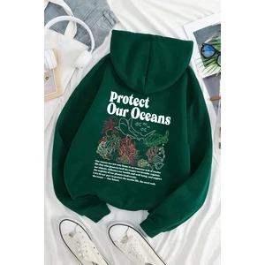 Uygun Tarz Oceans Baskılı Oversize Sweatshirt