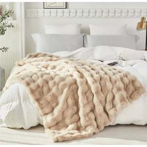 Sevara Dekor Peluş Koltuk Şalı Pofuduk Koltuk Örtüsü Bubble Koltuk Örtüsü Açık Bej 150 x 100  cm