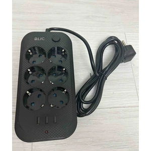 Rose Teknoloji Ftr-11 Termal Akım Korumalı 6 Priz 3 USB Girişli 2 Metre Uzatma Kablolu Priz