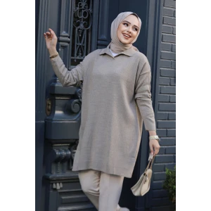Neva Style Fitilli Vizon Tesettür Triko Tunik 65903V