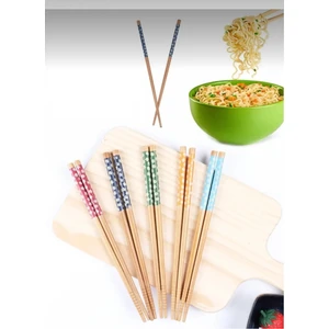 5 Çift Desenli Yıkanabilir Kore Çin Bambu Noodle Chopsticks Yemek Çubuğu | Desenli Bambu Chopstick
