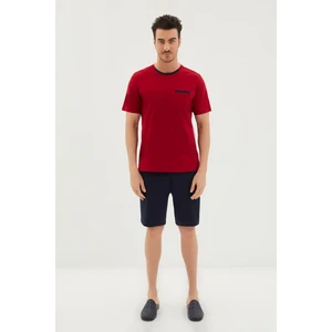 Yarım Bisiklet Yaka 2'li Şortlu Pamuk Pijama Takımı