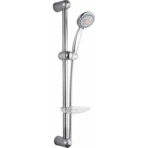 Sürgülü Duş Seti 1.kalite Krom Kaplama 5 Fonksiyonlu Duş Başlığı 60CM Metal Tij Boru Şeffaf Sabunluk