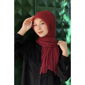 Moda Mevsimi Pratik Piliseli Pamuk Hazır Şal Bordo