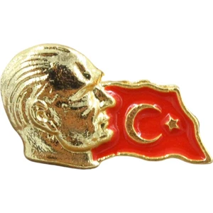 106 105 Atatürk Silüeti Türk Bayrağı Ay Yıldız Rozet Yaka