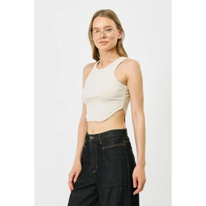 Kadın Oval Fitilli Askılı Crop Atlet 920 Bej