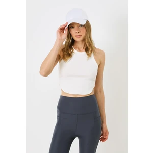 Kadın Oval Fitilli Askılı Crop Atlet 920 Ekru