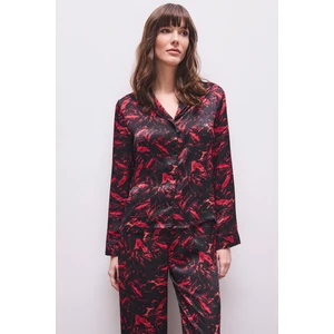 Feu De Elu Nissa Desenli Saten Uzun Pijama Takım