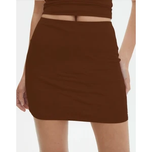 Koyu Kahverengi Dar Mini Etek