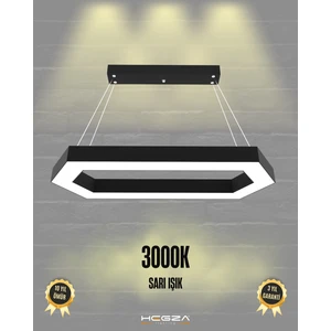 Hegza Lighting Joya (Siyah Kasa, Sarı Işık) Ledli Modern Sarkıt Linear LED Avize Salon Mutfak Oturma Odası Yatak Odası Antre Hol LED