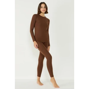 Kadın Uzun Kol Bisiklet Yaka Termal Takım 405152 / 409003 Kahverengi