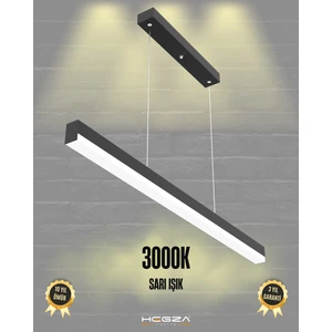 Hegza Lighting Magro 120CM (Siyah Kasa, Sarı Işık) Ledli Modern Sarkıt Linear LED Avize Salon Mutfak Oturma Odası Yatak Odası Antre Hol Ofis LED
