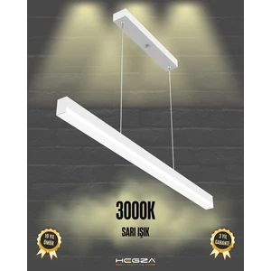 Hegza Lighting Magro 100CM (Beyaz Kasa, Sarı Işık) Ledli Modern Sarkıt Linear LED Avize Salon Mutfak Oturma Odası Yatak Odası Antre Hol Ofis LED