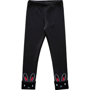 Siyah Kız Çocuk Full Şardonlu Kulaklı Tavşan Nakışlı (Nova) Tayt