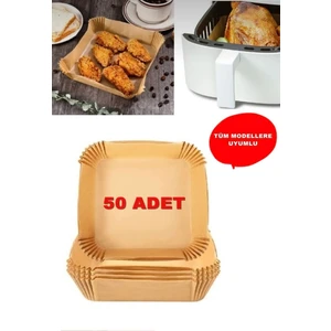 Snow Homs Airfryer Pişirme Kağıdı 50 Adet Hava Fritözü Kare Model Pişirme Kağıdı Airfryer Yağsız Firitöz