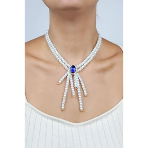 IM Design Safir Taş Görünümlü Cam Inci Kolye