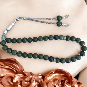 Mga Doğaltaş Yeşim Taşı Tesbih 33' Lük Tesbih Orijinal Doğal Taş 10 mm Yeşim Taşı Erkek Tesbih