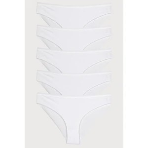 Kadın Külot 5'li Paket Lazer Kesim Pamuklu Interlok Likrali Beyaz