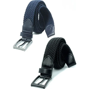 2 Adet Örgü Lastik Kemer 3,5cm - Şort Kemeri - Kot Kemeri - Kanvas Pantolon Kemeri -Siyah Yeşil