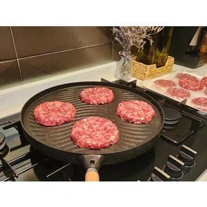 Çift Taraflı Döküm Granit 36CM 4mm Kalın Taban Gözleme Bazlama Pizza Grill Izgara Tavası