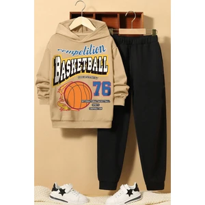 Uygun Tarz Basketball Baskılı Çocuk Rahat Eşofman Takımı