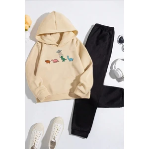 Uygun Tarz Dinazor Baskılı Çocuk Rahat Eşofman Takımı