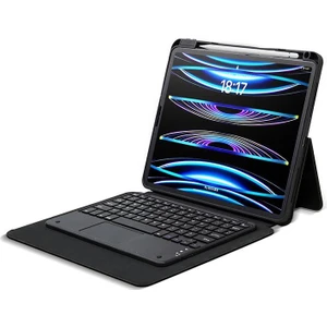 iPad Pro 13 M4 2024 Uyumlu Klavyeli Kılıf Standlı Bluetooth Klavye Trackpad Keyboard