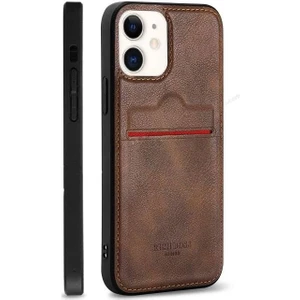 Apple iPhone 11 Kartlıklı Rich Boss Lüx Deri Kılıf Koyu Kahverengi