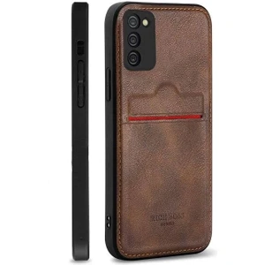 Samsung Galaxy M22 Kartlıklı Rich Boss Lüx Deri Kılıf Koyu Kahverengi