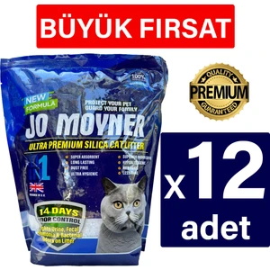 Jo Moyner Tozsuz Kokusuz Silika Kristal Kedi Kumu 3,8lt x 12 Adet