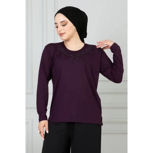 Kadın Mor Anne Penye Bluz