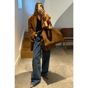 Kadın Viral Camel Büyük Boy Süet Çanta