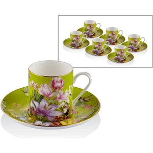 Joy Carmen Botanica Yellow Porselen 12 Parça 6 Kişilik Kahve Fincan Takımı