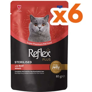 Plus Sterilised Pouch Jelly Biftekli Kısırlaştırılmış Kedi Yaş Maması 85 gr x 6 Adet
