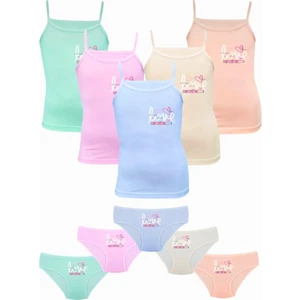 5'li Kız Çocuk Karışık Renkli Love Baskılı Alt Üst Takım