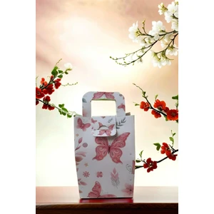 Emtory Home 5 Adet Kelebekli Hediye Karton Çanta - Hediye Paketi - Hediye Çantası - Hediye Paketi 10X15 cm
