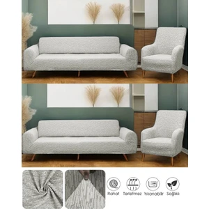 Bibaha Home Jakarlı Düz Desen 3 3 1 1 Lastikli Koltuk Örtüsü Takımı Kanepe Çekyat Örtüsü Koltuk Kılıfı