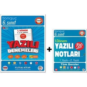 Tonguç Akademi 6. Sınıf Yazılı Notları 1. Dönem 1 ve 2. Yazılı ve 6. Sınıf Yazılı Denemeleri 1. Dönem 1 ve 2. Yazılı 2 Kitap