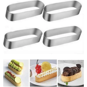 Nar Kalıp Paslanmaz Çelik Oval Tart ve Kek Kalıbı Çap 13×4,5 cm Derinlik 4cm 4 Adet