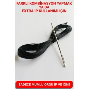 Direksiyon Kılıfı Dikmek Için Mumlu Ip ve Iğne 5 Metre Siyah