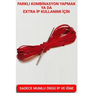 Direksiyon Kılıfı Dikmek Için Mumlu Ip ve Iğne 5 Metre Kırmızı