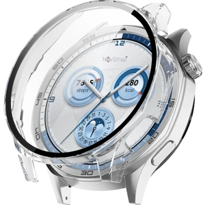 Novstrap Huawei Watch Gt5 46MM ile Uyumlu Ekran Koruyucu Cam ve Kasa Koruyucu Kılıf Sert Polikarbon