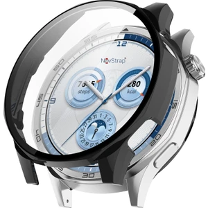 Novstrap Huawei Watch Gt5 46MM ile Uyumlu Ekran Koruyucu Cam ve Kasa Koruyucu Kılıf Sert Polikarbon