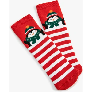 Soket Çorap Penguen Baskılı Yılbaşı Temalı