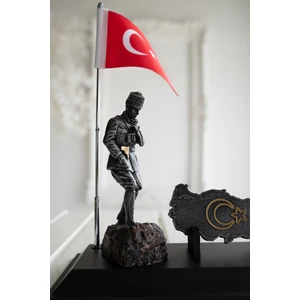 Giga Art Atatürk Temalı Bayraklı Türkiye Haritası Masaüstü Dekoratif Biblo