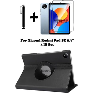 TEKNETSTORE Xiaomi Redmi Pad Se 8.7 Inç Tablet Uyumlu Uyku Modlu 360 Döner Pu Deri Kılıf Seti