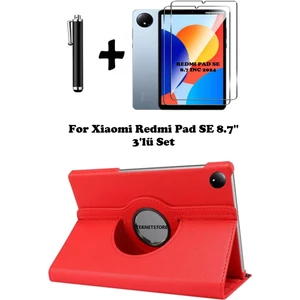 Xiaomi Redmi Pad Se 8.7 Inç Tablet Uyumlu Uyku Modlu 360 Döner Pu Deri Kılıf Seti