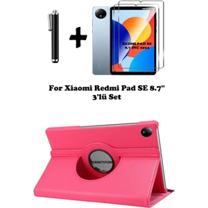 Xiaomi Redmi Pad Se 8.7 Inç Tablet Uyumlu Uyku Modlu 360 Döner Pu Deri Kılıf Seti